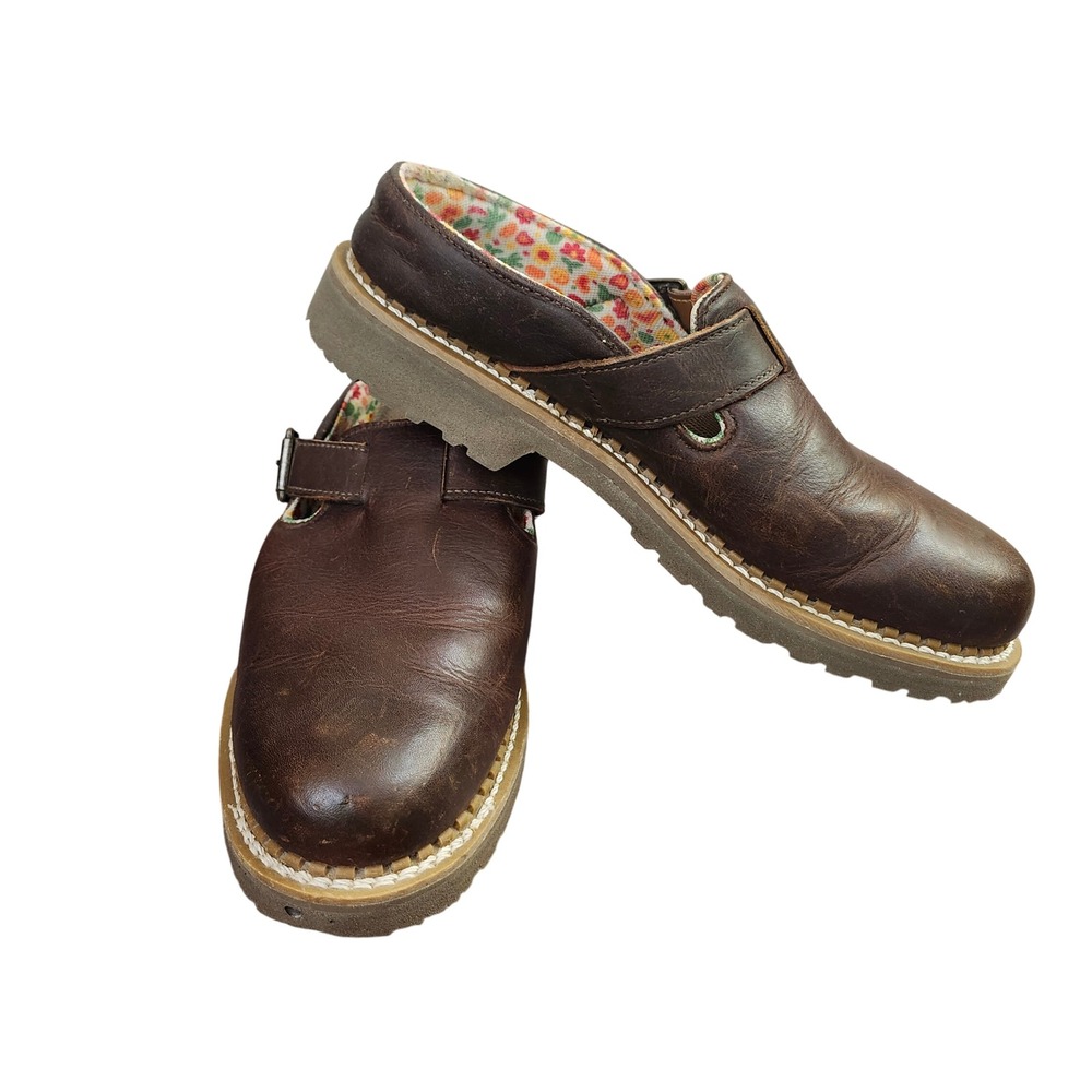 Georgia Giant Limited Edition Brown Leather Slip Resistant Clogs Mules Size‎ 9M
